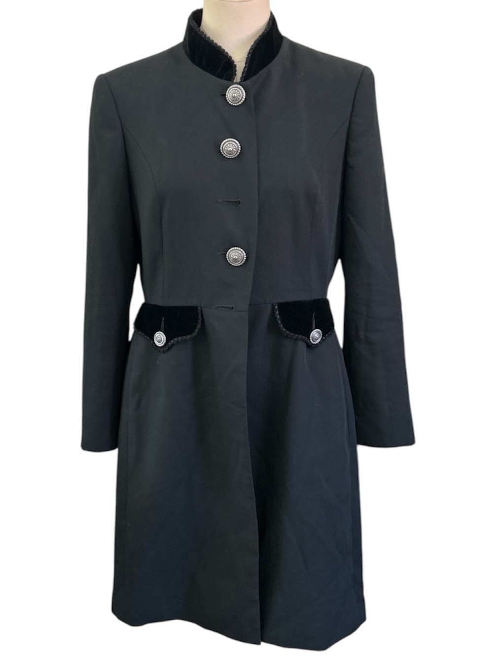 Double D Ranch military style wool blend coat, black size 8